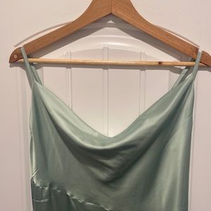 Green satin dress